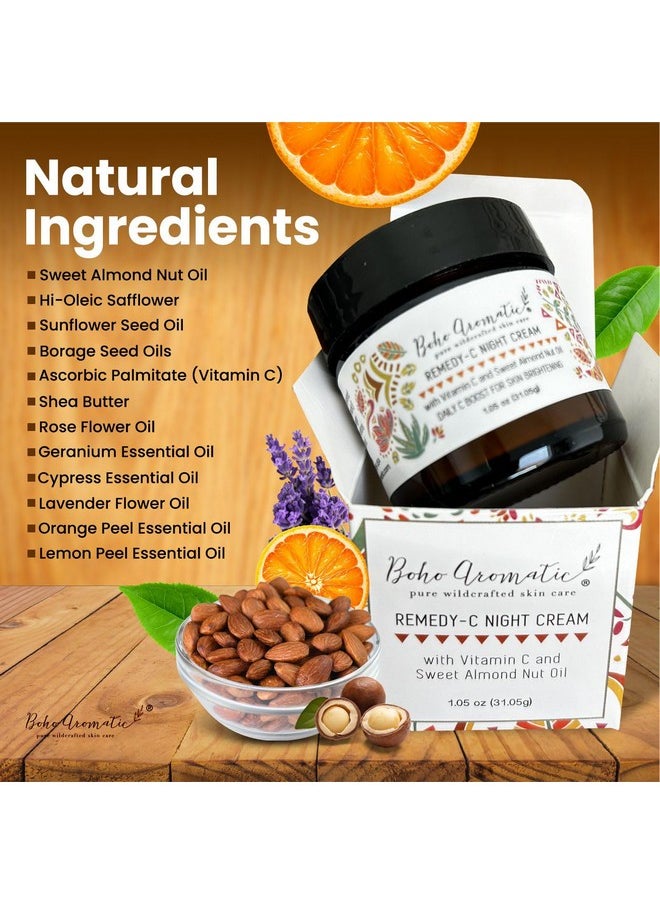 Boho Aromatic Remedyc Night Cream Facial Cream Skin Care Vitamin C Face Serum In A Cream For Face Antiaging Vitamin C Skincare Natural And Organic Facial Moisturizer In A Glass Jar  - Image 3