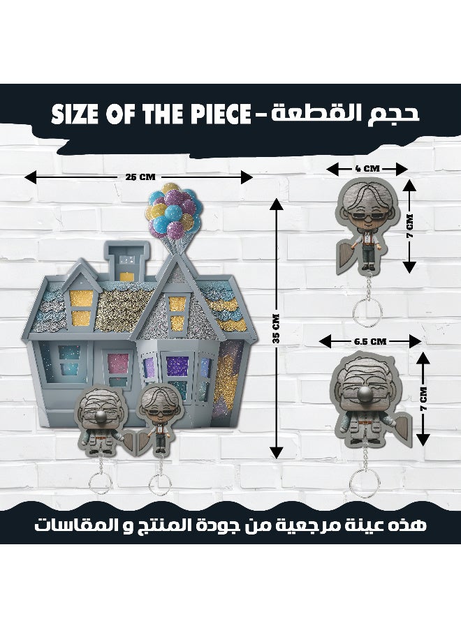 علاقة مفاتيح ميدلية مقاس 25x35 سم, بلون الرصاصي مطبوع بجودة عالية, مع سمك 6ملي لمتانة قوية, ملونة, تصميم انيق لاضافة لمسة جمالية للحائط, علاقة مفاتيح, خطاف للمفاتيح, ديكور للحائط  - Image 3
