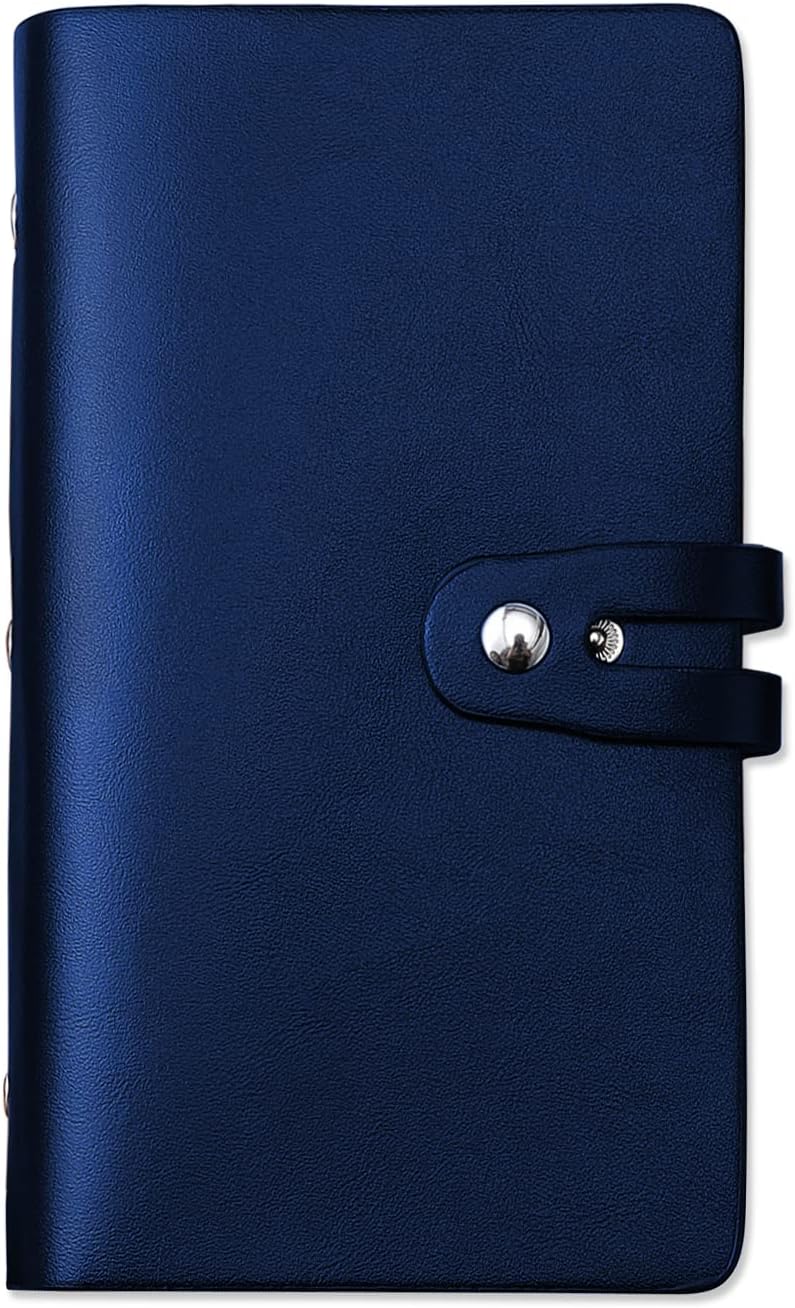 Romozi RFID Credit Card Holder, Leather Business Card Organizer with 96 Card Slots, Credit Card Protector for Managing Your Different Cards and Important Documents to Prevent Loss or Damage (Blue) - Image 1