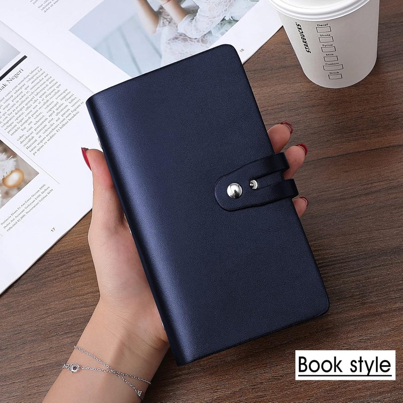 Romozi RFID Credit Card Holder, Leather Business Card Organizer with 96 Card Slots, Credit Card Protector for Managing Your Different Cards and Important Documents to Prevent Loss or Damage (Blue) - Image 5