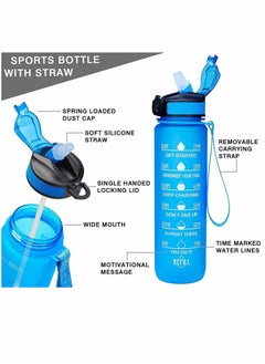 Y&D Leak-Proof Drinking Water Bottle, With Time Stamp, Straw And Cleaning Brush, Bpa-Free, Reusable, Suitable for Fitness Outdoor Enthusiasts  - Image 3