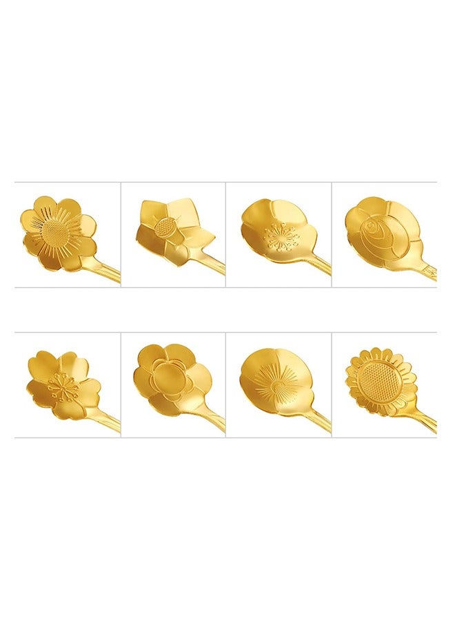 8-Piece Stainless Steel Coffee Spoon，Dessert Spoon ，Tea Spoon ，Ice Cream Spoon， Stirring Spoon Set for Tableware Kitchen, Cafe  (Gold)  - Image 3