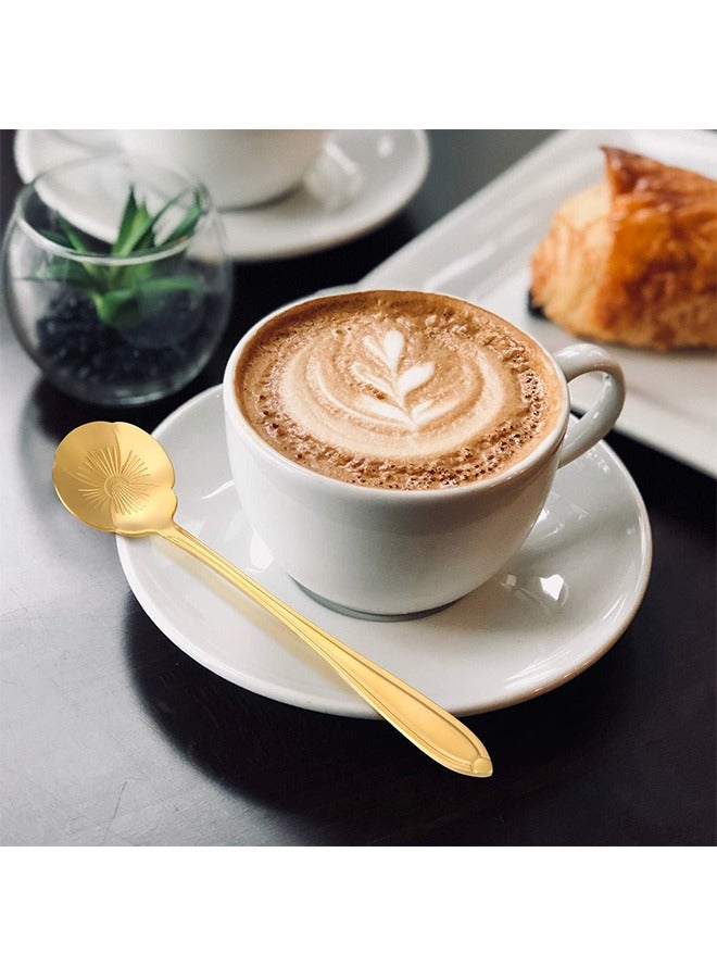 8-Piece Stainless Steel Coffee Spoon，Dessert Spoon ，Tea Spoon ，Ice Cream Spoon， Stirring Spoon Set for Tableware Kitchen, Cafe  (Gold)  - Image 4