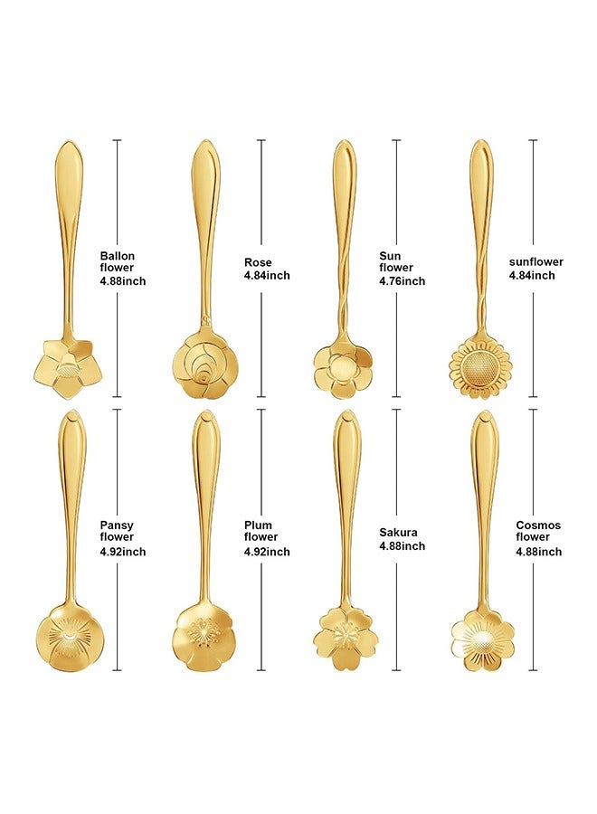 8-Piece Stainless Steel Coffee Spoon，Dessert Spoon ，Tea Spoon ，Ice Cream Spoon， Stirring Spoon Set for Tableware Kitchen, Cafe  (Gold)  - Image 2