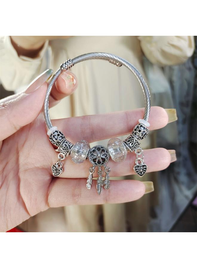 Diy Titanium Bracelet Non-fading High-end Light Luxury Retro Simple Niche Escaped Princess Adjustable Bracelet For Women 