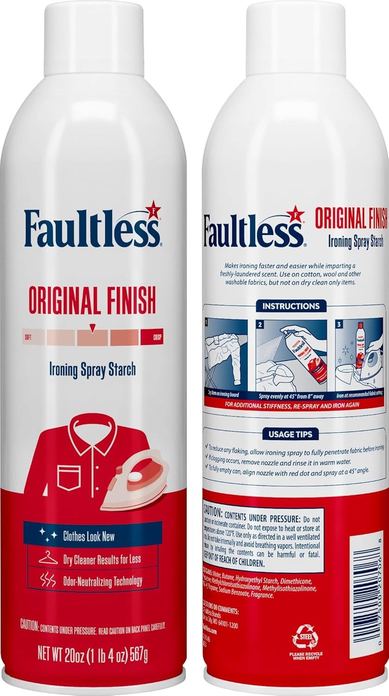 Faultless Laundry Starch Spray, Original Hold Ironing Enhancer Spray Starch for a Smooth Iron Glide on Clothes & Fabric (20oz 12 Pack) Even Spray, Easy Iron Glide, No Reside - Image 2