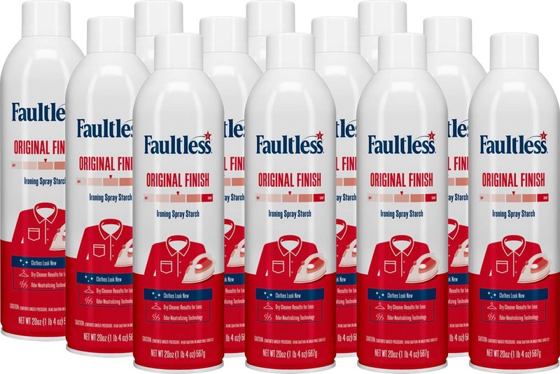 Faultless Laundry Starch Spray, Original Hold Ironing Enhancer Spray Starch for a Smooth Iron Glide on Clothes & Fabric (20oz 12 Pack) Even Spray, Easy Iron Glide, No Reside - Image 1