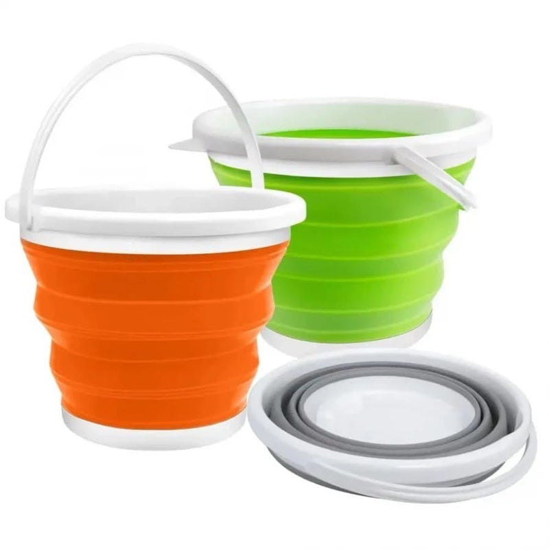 Ketzshop Ketzshop Silicone Folding Bucket Silicone FoldableCollapsible Bucket with Strong Folding Gallon Bucket Flexible for Hiking Backpacking Camping Outdoor Garden Activities Multicolor 10 liter - Image 1