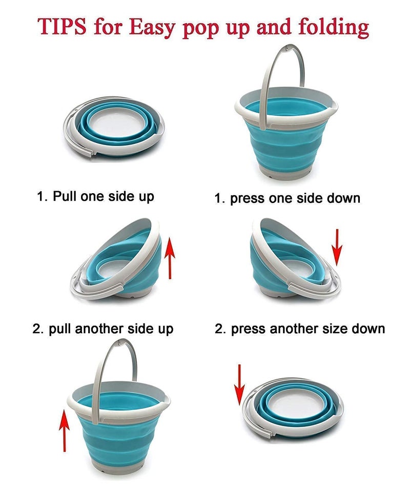 Ketzshop Ketzshop Silicone Folding Bucket Silicone FoldableCollapsible Bucket with Strong Folding Gallon Bucket Flexible for Hiking Backpacking Camping Outdoor Garden Activities Multicolor 10 liter - Image 3