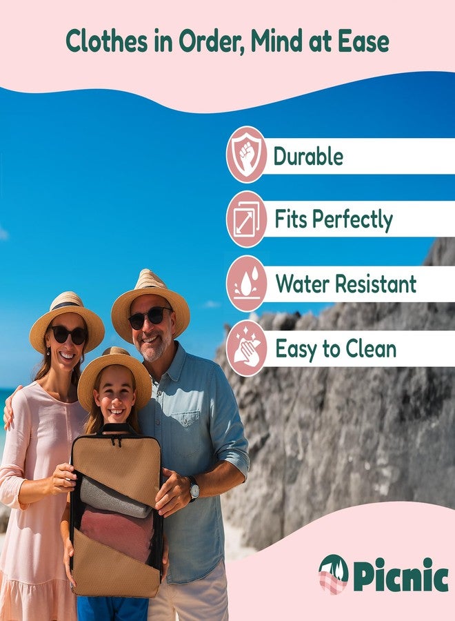 PICNIC Compression Packing Cubes for Travel - 6-Pack Expandable Luggage Organizer Bags | Lightweight Storage Solution for Suitcase, Backpack & Carry-On | Travel Accessories for Men & Women (Brown & Camel) - Image 4