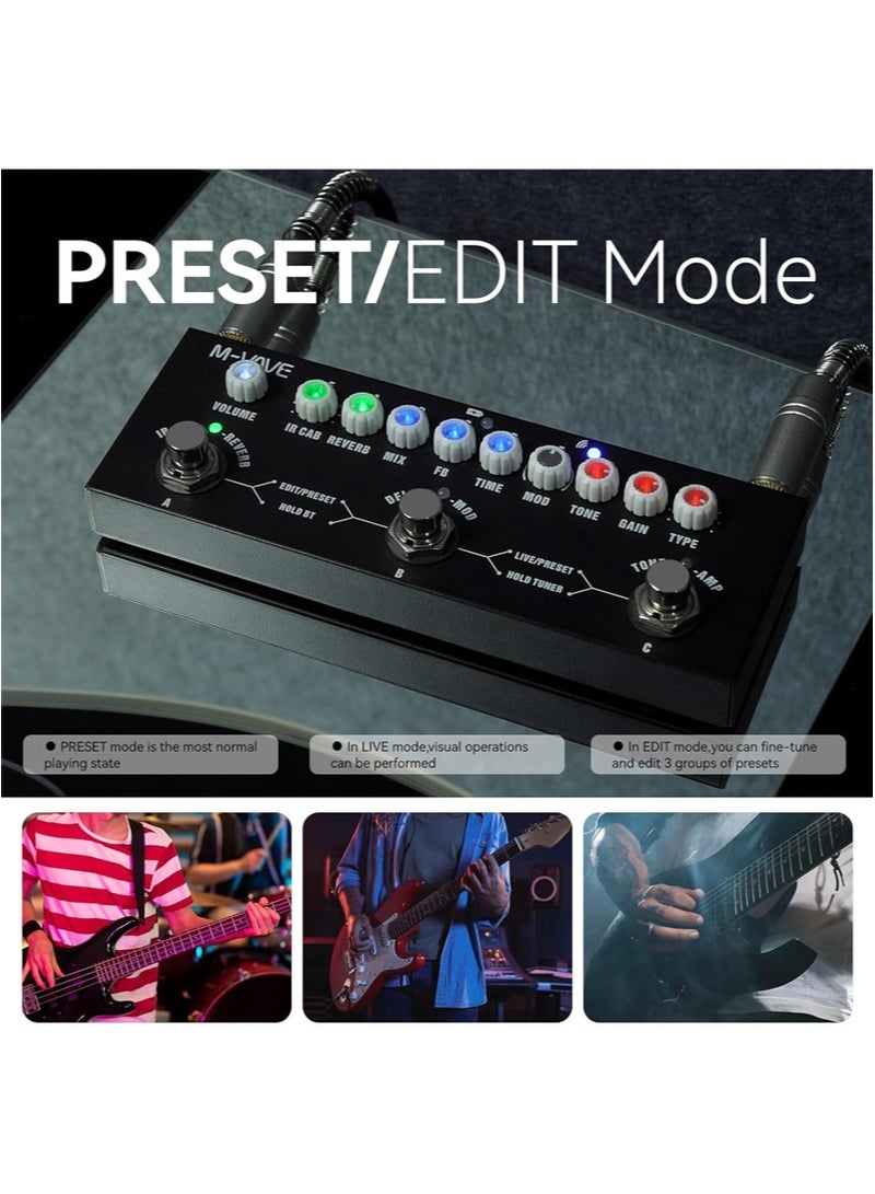 M-VAVE Multi Effects Guitar Pedal, Reverb Guitar Pedal，Delay，Chorus，Phaser，with IR Loading 9 AMP Models， Reverb Effect Pedal, Support Recording，Bluetooth 5.0 - Image 4