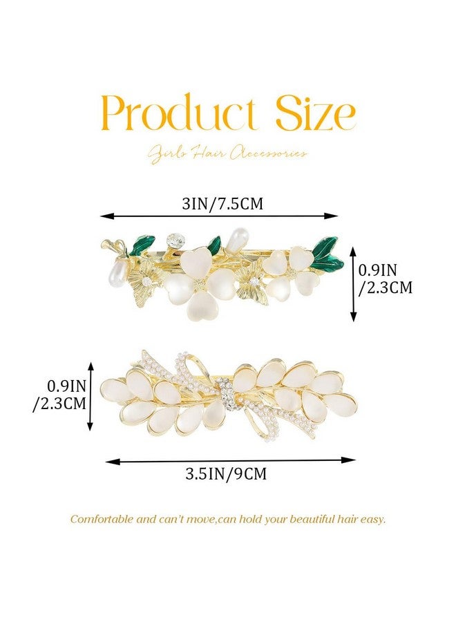 GORAIS Gold Hair Barrettes Flower Hair Clips Accessories for Women (Pack of 2) - Image 3