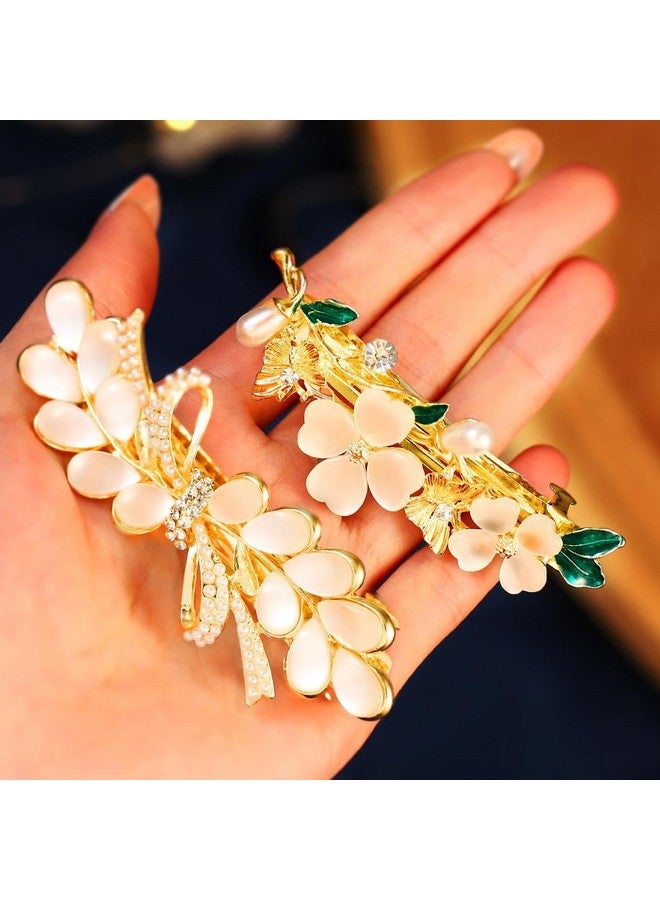 GORAIS Gold Hair Barrettes Flower Hair Clips Accessories for Women (Pack of 2) - Image 1