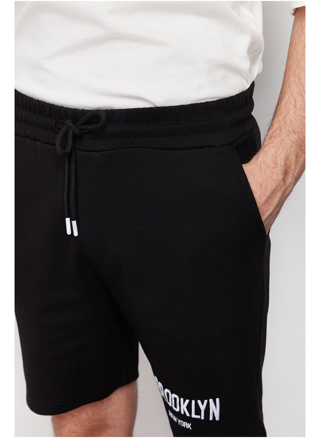 trendyol Regular Fit Brooklyn-City Embroidered Full Fabric Elastic Waist Shorts  - Image 5