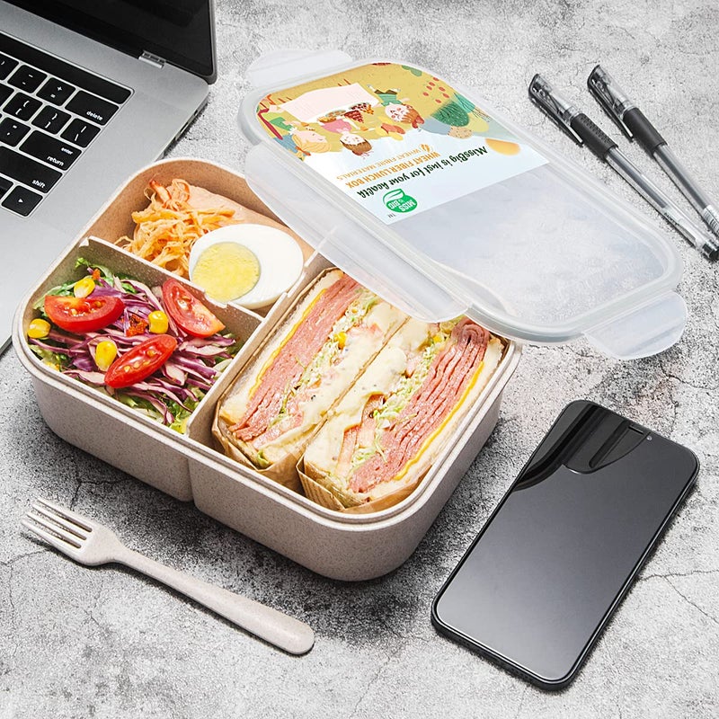 MISS BIG Bento Box Bento Box Adult Lunch Box Ideal Leak Proof Lunch Containers No BPAs and No Chemical Dyes Bento Lunch Box Dishwasher and Microwave Safe Lunch Containers for Adults(1900ml White) - Image 5