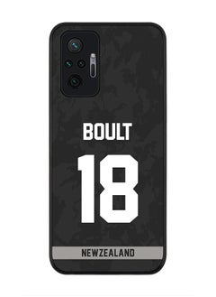 Rugged Black Edge Case for Redmi Note 10 Pro 4G, Slim fit Soft Case Flexible Rubber Edges Thin Cover - Player Name - Trent Boult, Jersey Number- 18