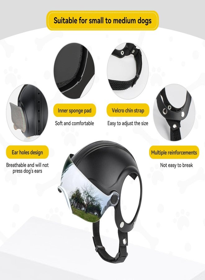 PETLESO Dog Helmet with Anti-UV Silver Goggles, Small Doggy Motorcycle Helmet with Ear Holes, Adjustable Outdoor Drop-Down Biking Safety Hat for Small Dogs Heads Protection - Image 5