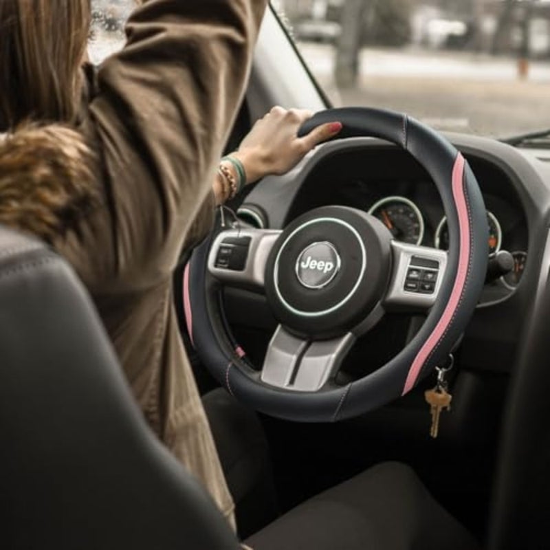 Car Steering Wheel Cover, Leather Steering Wheel Cover Universal 14.5-15 Inch Microfiber Leather Anti-Slip Breathable Auto Steering Wheel Covers for Men Women and - Image 2