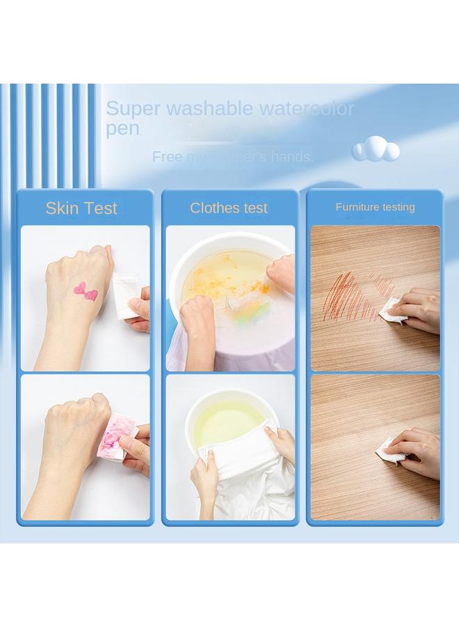 Bluejw New True Color Watercolor Pen Children's Washable Non-dirty Hand Color Brush Brush Washable 12 Color Soft Head Painting - Image 4