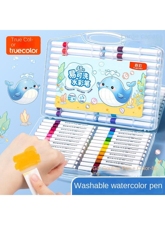 Bluejw New True Color Watercolor Pen Children's Washable Non-dirty Hand Color Brush Brush Washable 12 Color Soft Head Painting - Image 2