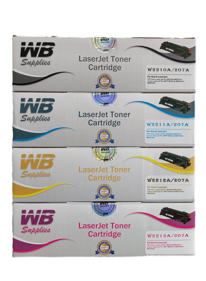 WB Compatible 207A  Toner Cartridge Replacement for HP 207A 207X Color Laserjet Pro MFP M283fdw M255dw M282nw M283fdn M255nw W2210A W2211A W2212A W2213A Toner - Black Cyan yellow magenta - Image 1