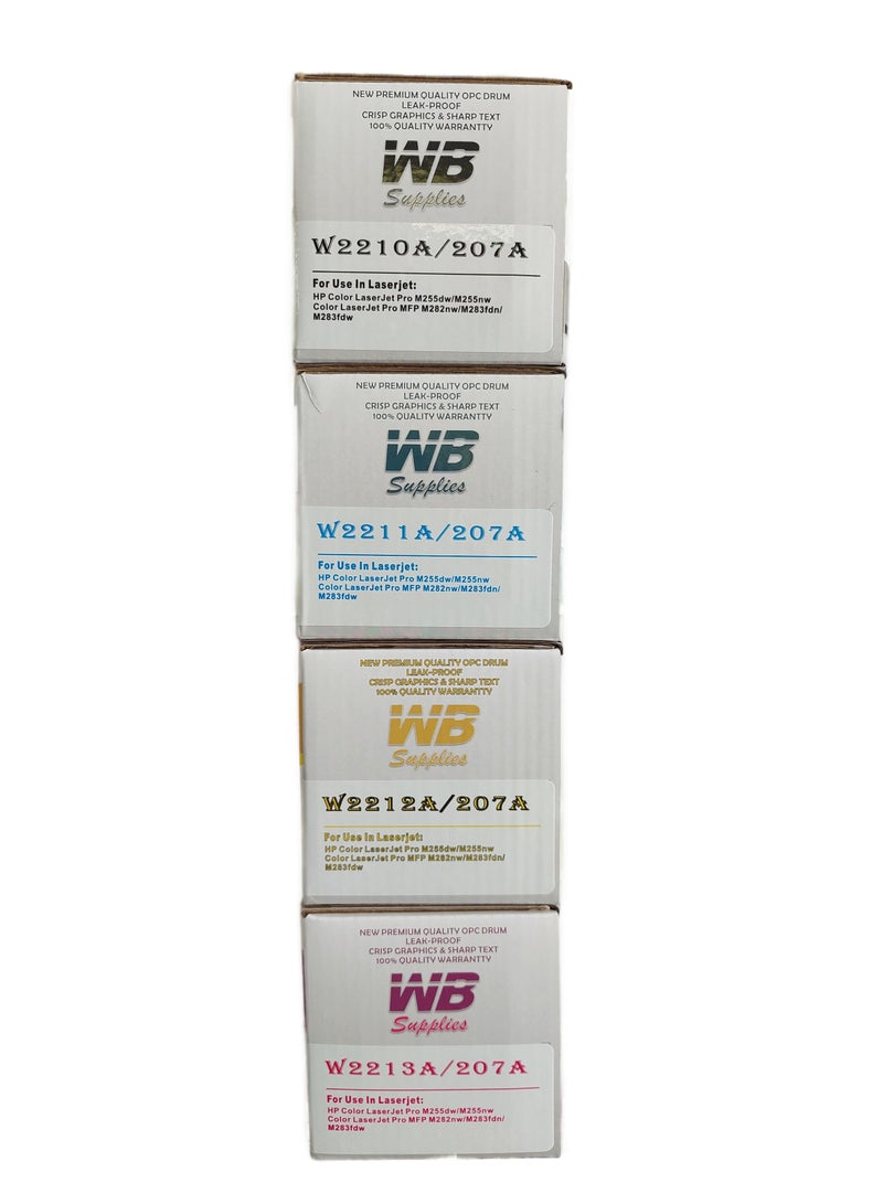 WB Compatible 207A  Toner Cartridge Replacement for HP 207A 207X Color Laserjet Pro MFP M283fdw M255dw M282nw M283fdn M255nw W2210A W2211A W2212A W2213A Toner - Black Cyan yellow magenta - Image 2