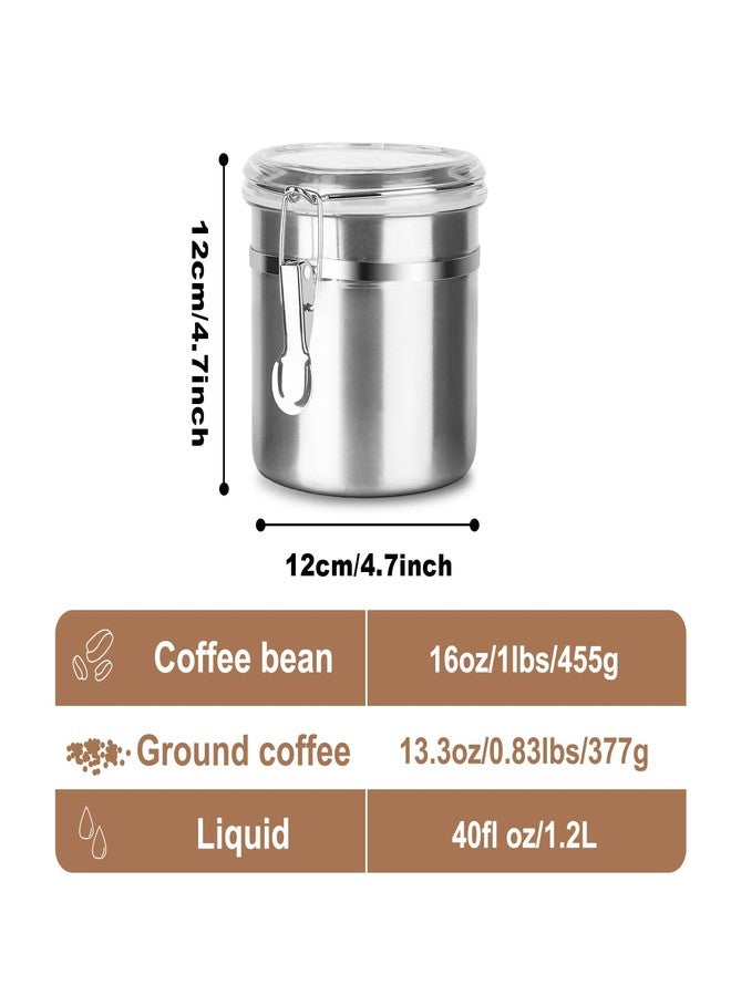 Walktosun Coffee Canister with Airtight Lids, Large Coffee Container for Ground Coffee 1200ML Stainless Steel Coffee Storage Container Jar for Coffee Bean, tea, Flour, Sugar, Silver - Image 2