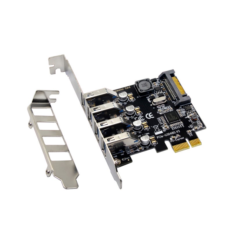 بطاقة توسعة PCI-E إلى USB 3.0: 4 منافذ USB 3.0 بسرعة تصل إلى 5 جيجابت في الثانية - تشغيل مستقر بحرارة منخفضة مع حماية للواجهة ومكثف صلب لأجهزة HTPC والحواسيب المكتبية - Image 1