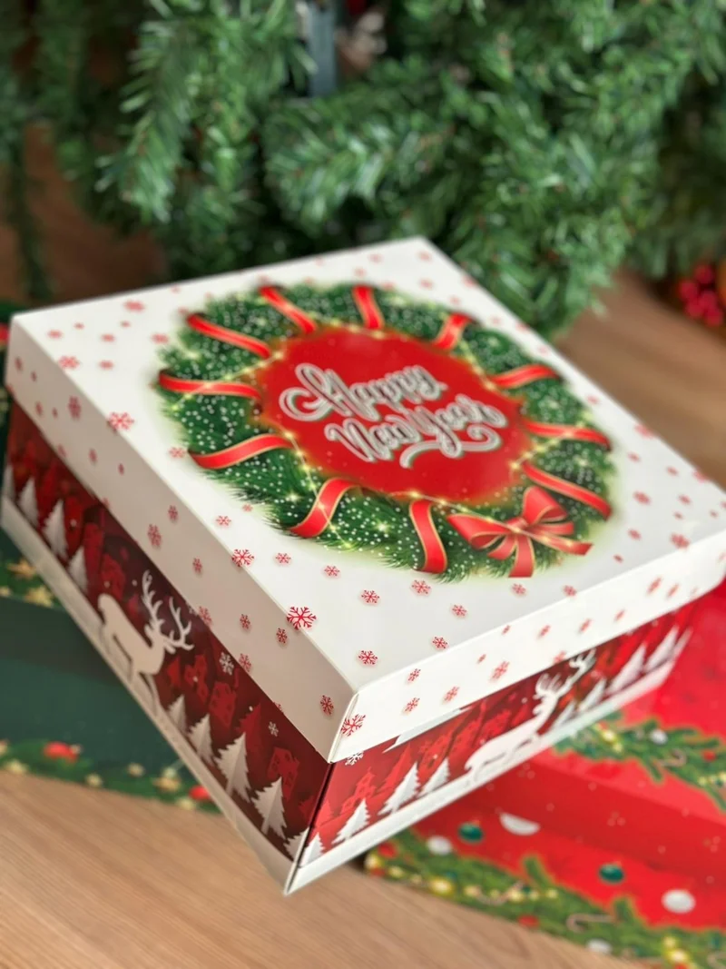 Queen Aksesuar Queen Accessory New Year Christmas Special Luxury Thick Gift Box Package Packaging Happy New Year Deer Pattern