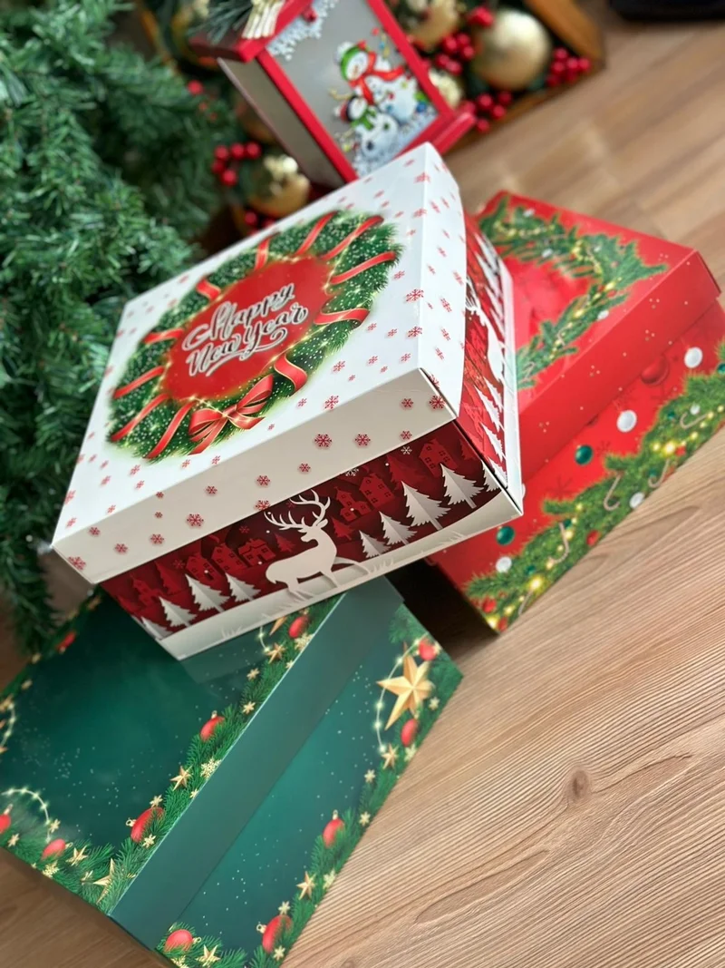 Queen Aksesuar Queen Accessory New Year Christmas Special Luxury Thick Gift Box Package Packaging Happy New Year Deer Pattern