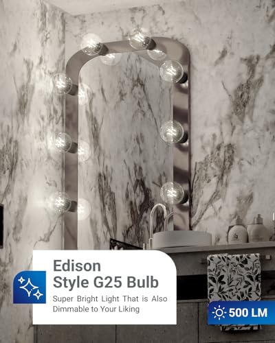 Sunco Lighting Sunco 10 Pack G25 LED Light Bulbs, Filament Edison Globe, Vanity Lighting Bulb for Bathroom Bedroom, 500 LM, 5W (60W Equivalent), 4000K Cool White, Dimmable, E26 Base, Clear UL. - Image 2