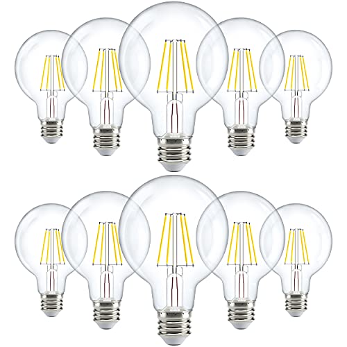 Sunco Lighting Sunco 10 Pack G25 LED Light Bulbs, Filament Edison Globe, Vanity Lighting Bulb for Bathroom Bedroom, 500 LM, 5W (60W Equivalent), 4000K Cool White, Dimmable, E26 Base, Clear UL. - Image 1