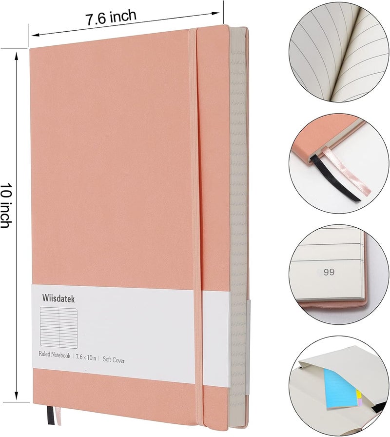 Wiisdatek B5 College Ruled Notebooks - 2 Pack B5 Large Journal Notebooks with 376 Numbered Pages,100gsm Thick Lined Paper,Soft PU Leather Cover,7.6 X 10 inch(PINK) - Image 4