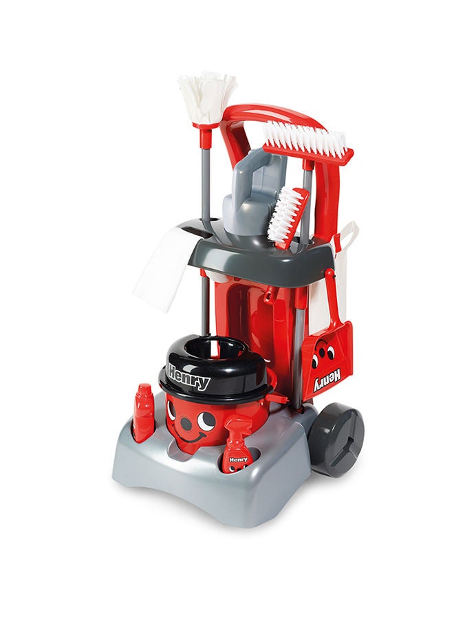 CASDON Deluxe Henry Cleaning Trolley: Red Trolley With A Working Hand Vacuum And Accessories. For Children Aged 3+ - Image 1