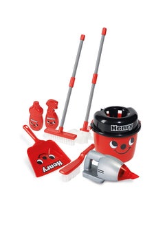 CASDON Deluxe Henry Cleaning Trolley: Red Trolley With A Working Hand Vacuum And Accessories. For Children Aged 3+  - Image 3