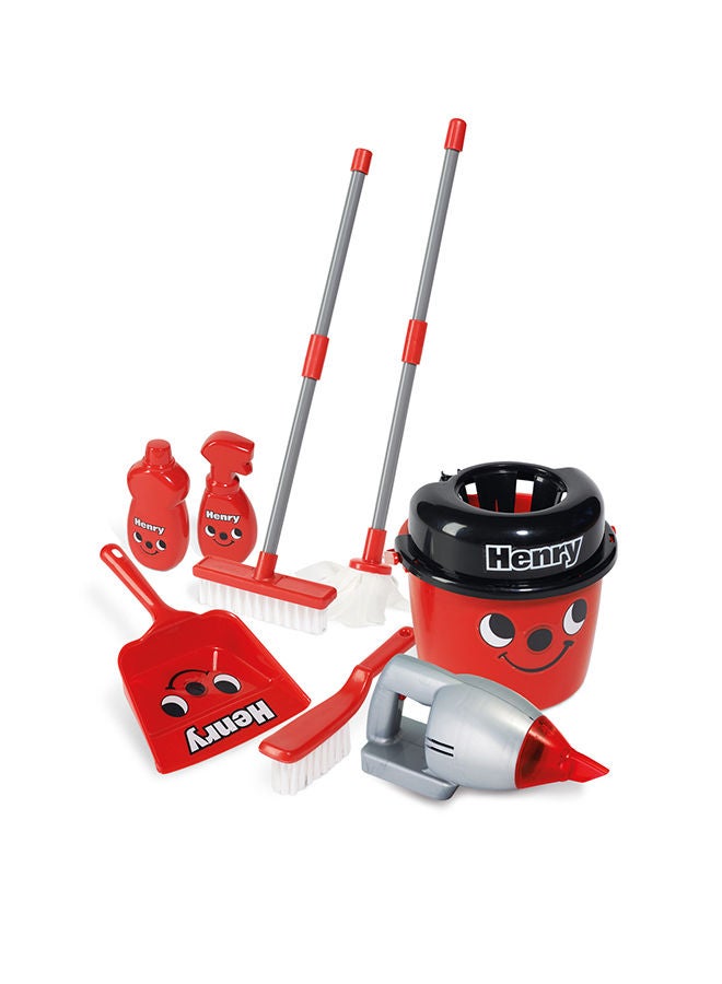 CASDON Deluxe Henry Cleaning Trolley: Red Trolley With A Working Hand Vacuum And Accessories. For Children Aged 3+ - Image 3