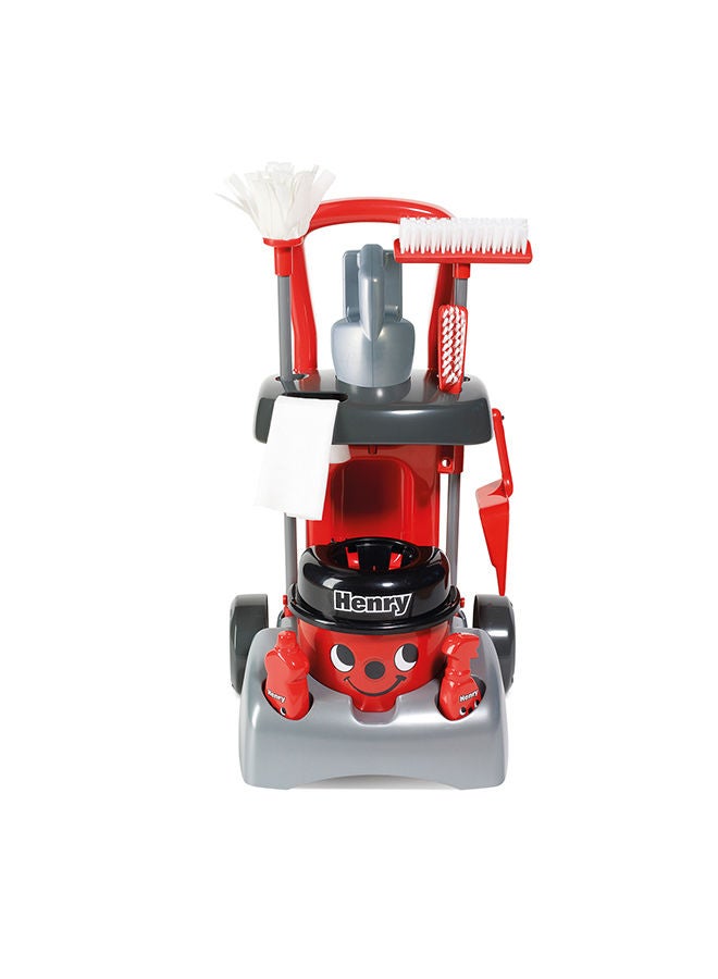 CASDON Deluxe Henry Cleaning Trolley: Red Trolley With A Working Hand Vacuum And Accessories. For Children Aged 3+ - Image 4