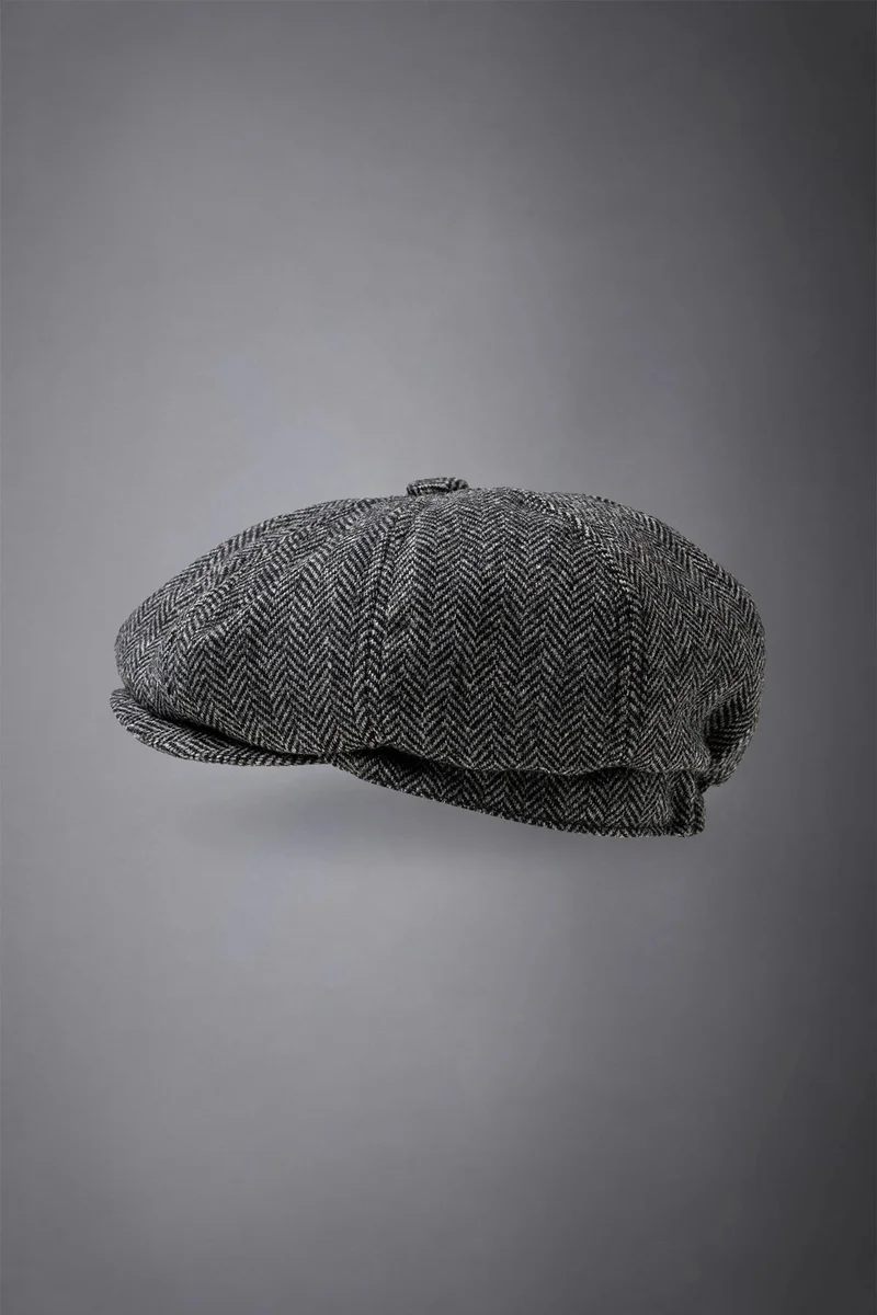 Doppelganger Grey Men's herringbone flat cap - Anthracite for Men | Best Price UAE