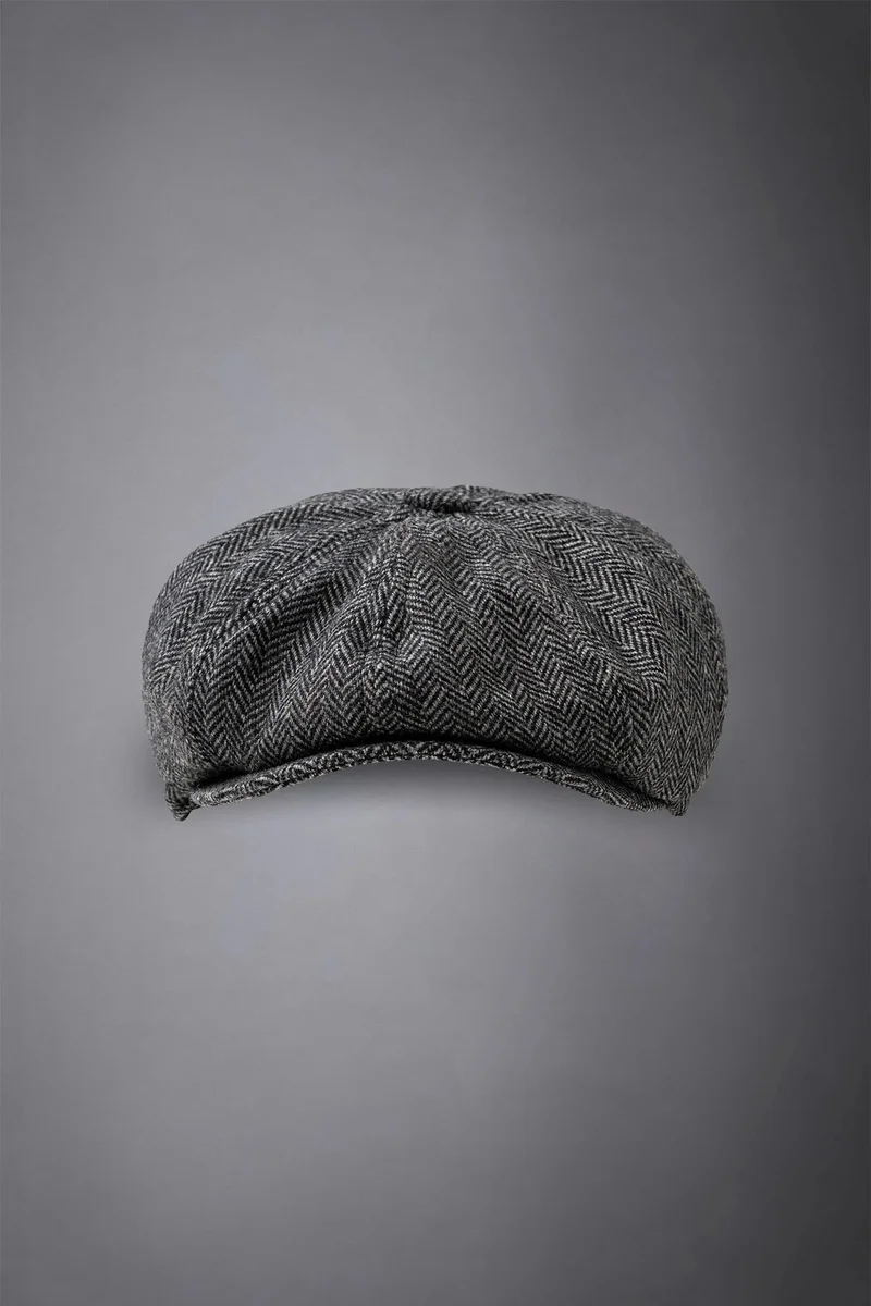 Men's herringbone flat cap - Anthracite