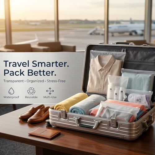 ZURATO 5pc Set Transparent Packing Bags for Travelling, Zip Bags for Clothes, Cosmetic, Jewellery, Tolitary, Shoes Storage Bag for Travel Organizer, Zip Lock Bag with Air Vent Hole (5 Set) - Image 2