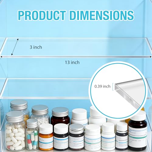 EYAYEN 4 Pcs Medicine Cabinet Shelves 13 Inch Acrylic Replacement Organizer for Bathroom Living Room Wall Mounted Shelves for Kitchen Cabinet (Clear) - Image 2