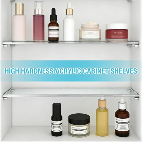 EYAYEN 4 Pcs Medicine Cabinet Shelves 13 Inch Acrylic Replacement Organizer for Bathroom Living Room Wall Mounted Shelves for Kitchen Cabinet (Clear) - Image 4