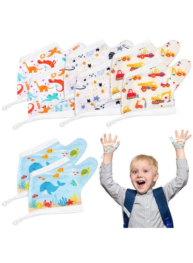 Seematn 4 Pairs Thumb Sucking Stop for Kids Breathable Thumb Suck Guard for Baby Toddler Stop Sucking Fingers Nail Biting Gloves(3-6 Years,Dinosaur) - Image 1