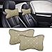 BDZMC 2PCS Car Neck Pillow Breathable Car Head Neck Rest Cushion Soft Pillow for Relieving Stiffness Comfort Car Seat Neck Support Pillow Beige - Image 2