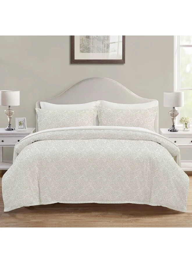 DANUBE HOME Aw24 - Mystique 6 Pieces Super King Comforter Set - 260X260Cm White (Vistacom - 003) | 100 % Cotton Breathable Bedding Sheet And Pillow Cases For Bedroom