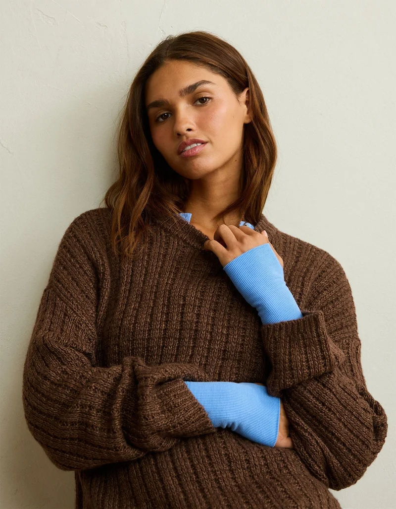 American Eagle  AE Waffle Crew Pullover for Women | Best Price UAE