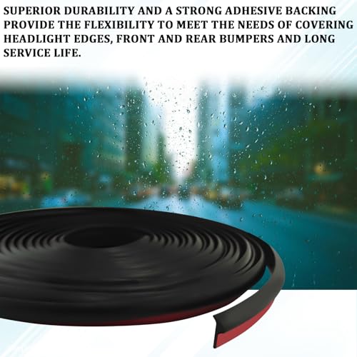 HHZL Rubber Edge Trim T Molding Seal Strip Car Windshield Edge Weather Stripping 16.4FT/5M Rubber T-Type Seal Strip for Headlight Sealant/Fender/Wheel Eyebrow Trim Self Adhesive Weatherstrip(6mm) - Image 5