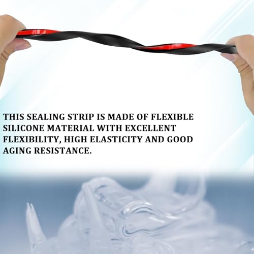 HHZL Rubber Edge Trim T Molding Seal Strip Car Windshield Edge Weather Stripping 16.4FT/5M Rubber T-Type Seal Strip for Headlight Sealant/Fender/Wheel Eyebrow Trim Self Adhesive Weatherstrip(6mm) - Image 4