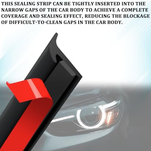 HHZL Rubber Edge Trim T Molding Seal Strip Car Windshield Edge Weather Stripping 16.4FT/5M Rubber T-Type Seal Strip for Headlight Sealant/Fender/Wheel Eyebrow Trim Self Adhesive Weatherstrip(6mm) - Image 3