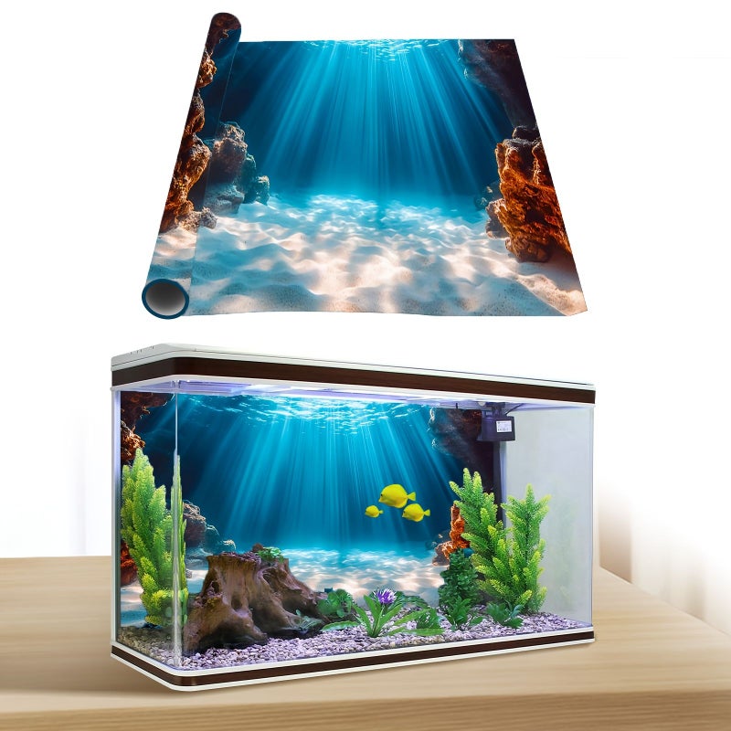 Sunshine Coral Reef Aquarium Background Sticker 19.69x11.81inch Beach View - Image 1
